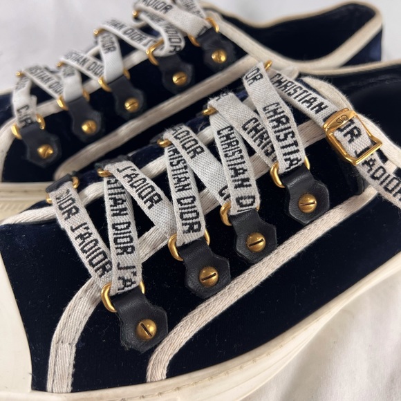 CHRISTIAN DIOR Navy Blue Walk'N'Dio Logo Trainers Made in Italy Marked as 37-7US - Picture 5 of 16